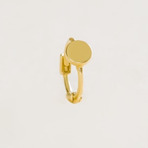 14K Solid Gold Minimal Round Circle Lobe Cartilage Helix Clicker Huggie Hoop Piercing Pierced Earring Ring For Women Men Girls Gift Jewelry