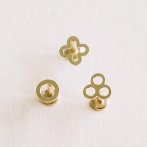 14k Real Gold 18g Open Tragus Cartilage Inner Conch Forward Helix Ear Post Stud Internally threaded Flat Back Earring Labret Piercing
