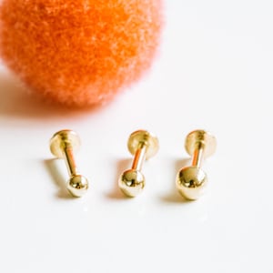 20g 18g 16g 14K White Rose Gold Tragus Cartilage Inner Conch  Helix Stud Internally threaded Ball Earring Labret Piercing For Women Girl Men