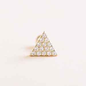 14k Gold Jewelry Big Cz Triangle Barbell Ear Stud Piercing - Etsy