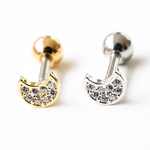 20G Black Cz Boho Gypsy Planet Half Sun Crescent Sailor Luna Moon Ear