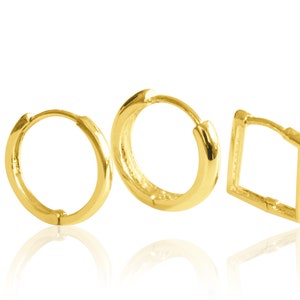 22G 14K Real Solid Yellow Rose Gold Round Circle Square Tragus Cartilage Helix Loop Hoop Lever Ear Studs Post Piercing Earring For Women
