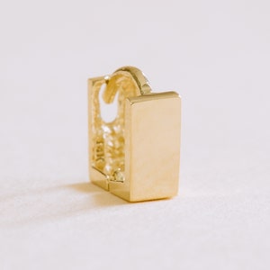 14K Solid Gold Jewelry Bling Minimal Square Cartilage Helix Ear Stud Post Piercing Earring Huggie Ring Hoop For Women Girls Men Jewelry