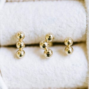14K Solid Gold Cartilage Tragus Helix Inner Conch Nose Ball Post Flat Back Internally Threaded Labret Piercing Earring Stud Jewelry
