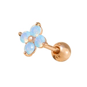 14K Real Yellow Gold Color Daisy Flower Anti Tragus Cartilage Forward Helix Inner Conch Lobe Stud Earring Barbell 16g 18g Piercing Jewelry