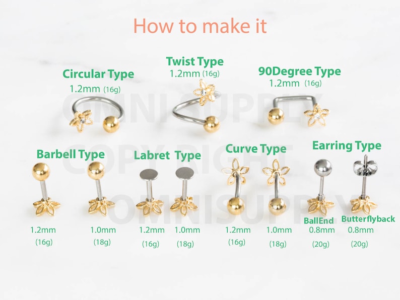 Labret Piercing Ball 16g 316L Stainless Steel Labret Flat Etsy