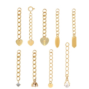 14k Solid Gold Cable Necklace Bracelet Connector Connected Extender Extension Removable Adjustable Charm Extra Chain Jewelry Making Supplies