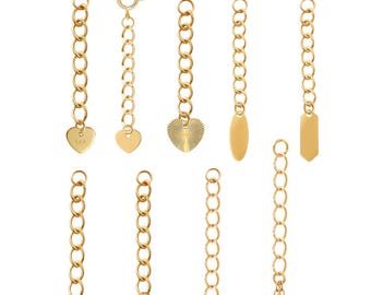 14k Solid Gold Cable Necklace Bracelet Connector Connected Extender Extension Removable Adjustable Charm Extra Chain Jewelry Making Supplies