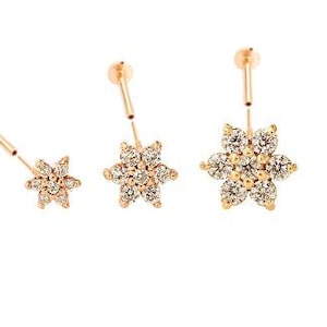 14k gold cartilage tragus forward helix conch tongue nose philtrum CZ Flower Ball internally threaded stud flat earring labret piercing