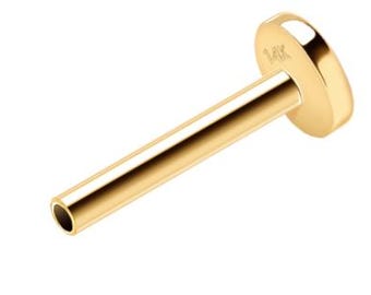 14K Solid Gold Push Pin Internally Threadless Flat Back Labret Post Backing Bar Earring Piercing Stud Supplies Jewelry Making
