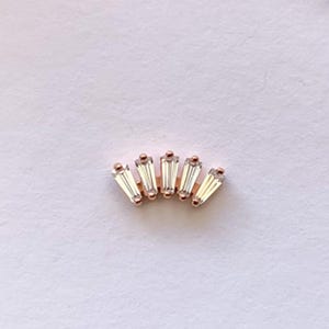 20g 18g 16g 14K Solid Gold Cartilage Tragus Helix Inner Conch Cz Tapered Baguette Post Flat Back Internally Threaded Labret Piercing Earring