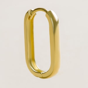 14K Solid Gold Jewelry Piercing Earring Oval Square Round Hoop Ring