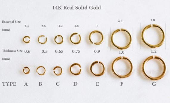 14k Real Solid Gold Jewelry Making Thin Or Thick  Connector Link Attach Charm Clasp Finding Open Round Jump Ring  8mm 7mm 5mm 22g 16g 20g