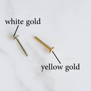 14K Solid Gold Flat Back Internally Threaded Labret Post Backing Bar or ...