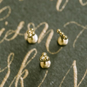 20g 18g 16g 14K Solid Gold Cartilage Forward Helix Tragus Conch Trinity Triangle Bar Ball Tiny Internally Threaded Stud Post Earring Labret