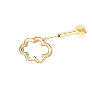 May include: Gold cloud shaped nose ring with a post and a back. The post is removable and the back is a flat disc.