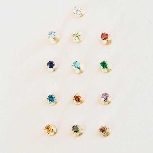 14k Real Yellow Gold 18g Birthstone 4mm Cz Tragus Cartilage Inner Conch Helix Ear Stud Internally threaded Earring Labret Piercing For Women