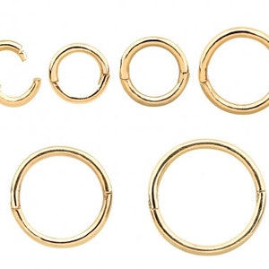 16g 18g 14K 18K Real Solid gold 18g gauge tragus helix cartilage daith conch nose lip round huggie hoop septum jewelry ring piercing earring