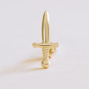 20g 18g 16g 14K Solid Gold Cartilage Helix Inner Conch Short Sword Post Flat Back Internally Threaded Labret Pierced Piercing Earring Stud