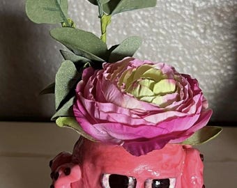 Octopus 2 OZ vase with Floral arrangement Octopus lovers desk pet undersea sea creature