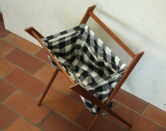 Folding danish teak wool basket