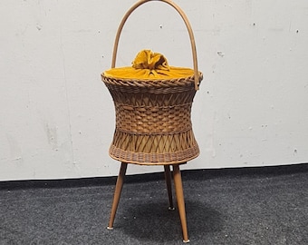 Vintage wicker sewing basket