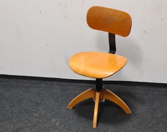 Vintage, wooden, industrial bauhaus adjustable office chair