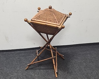 Antique woven wool or sewing basket