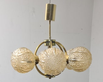 Vintage brass and glass pendant light by Temde Germany