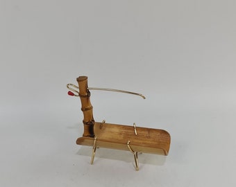 Vintage 50s bamboo salt stick holder