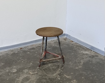 Vintage metal and wood Industrial stool by Mauser