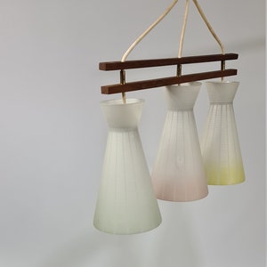 Vintage teak and glass pendant light