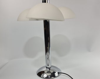 Vintage Hedstedt Leuchten chrome and milk glass table light