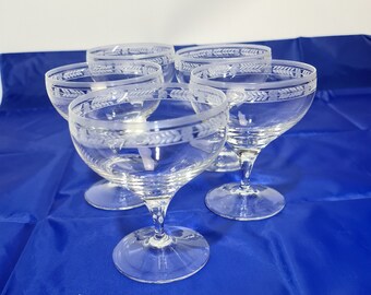 Vintage set  of 5 cut glass champagne glasses by Peill and Putzler Germany