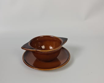 Vintage French ceramic bowl and plate by St Clement  7116 series Provencal Cognac