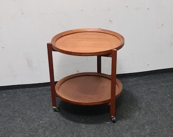 Vintage teak round trolley