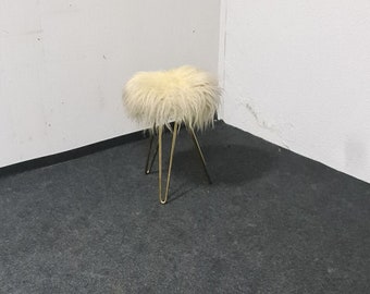 Vintage tripod/hairpin legged shaggy stool