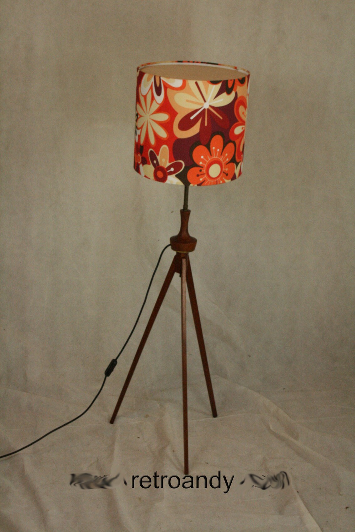 Vintage ,50s , MCM , Danish teak tripod floor lamp