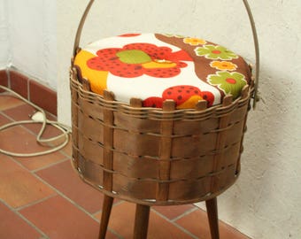 vintage 70s sewing basket