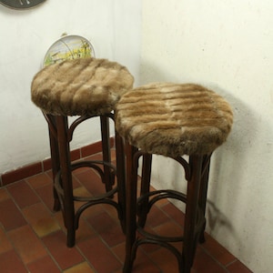 Two vintage bent wood bar stools
