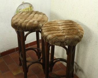 Two vintage bent wood bar stools