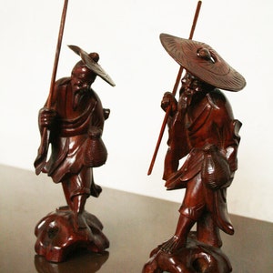 Pair of 60s Chinese fisherman figures nice teeth
