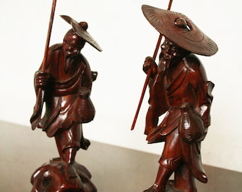 Pair of 60s Chinese fisherman figures nice teeth