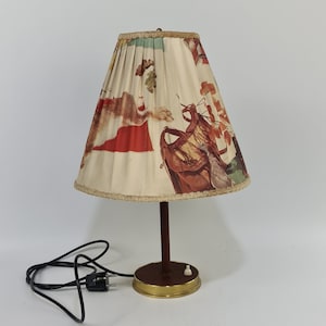 Vintage Teakholz und Messing Tischleuchte