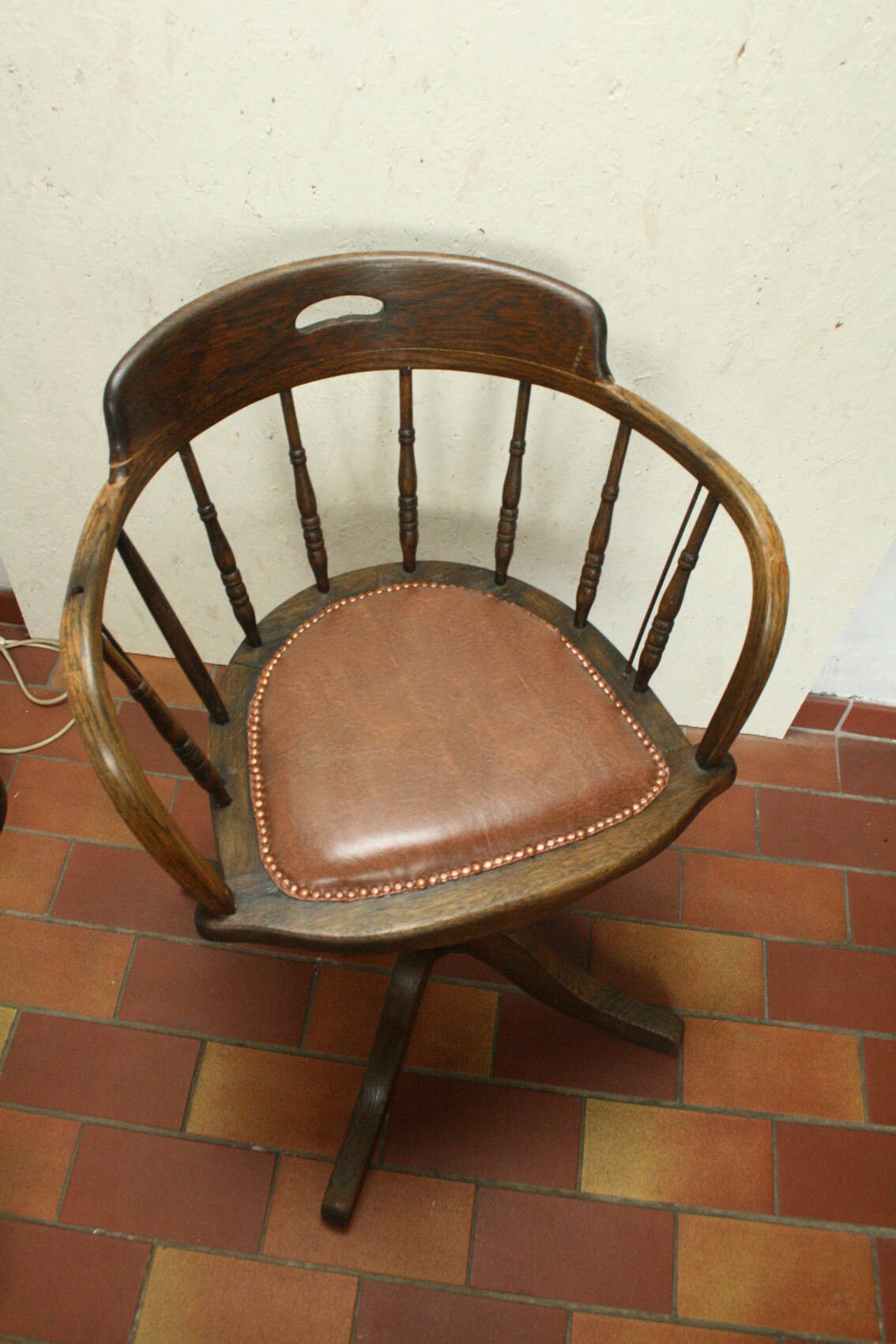Bent wood [oak] captains or desk chair by Heywood Bros and Wakefield