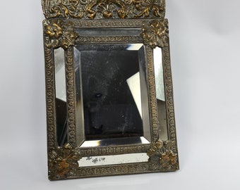 Antique brass mirror