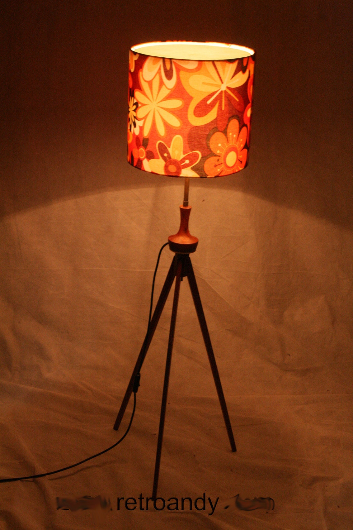 Vintage ,50s , MCM , Danish teak tripod floor lamp