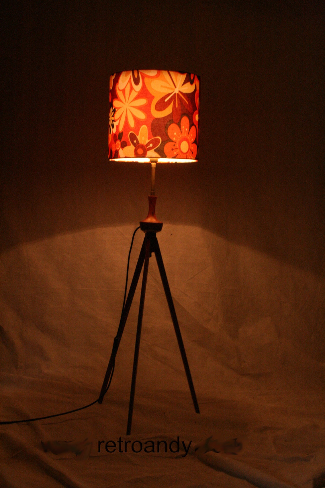 Vintage ,50s , MCM , Danish teak tripod floor lamp