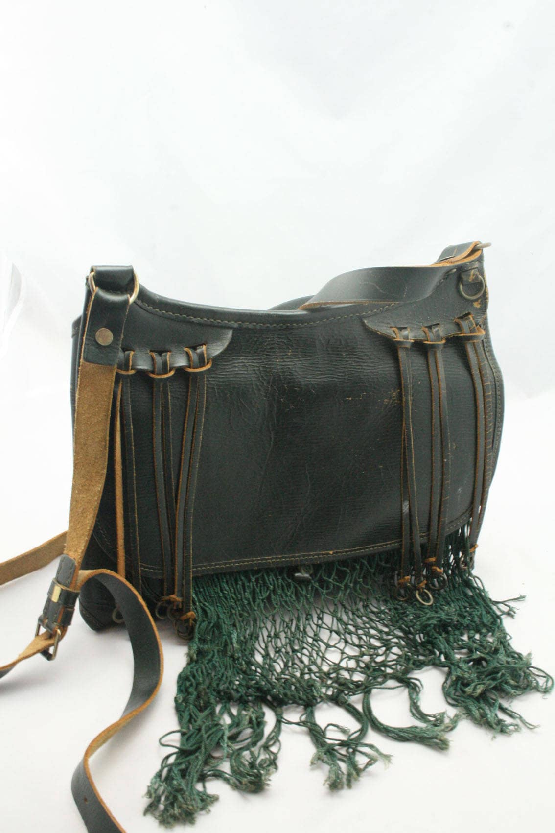 Vintage leather hunting cartridge shoulder bag