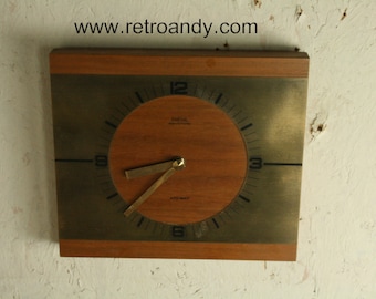 Vintage Diehl ato mat teak vernier wall clock